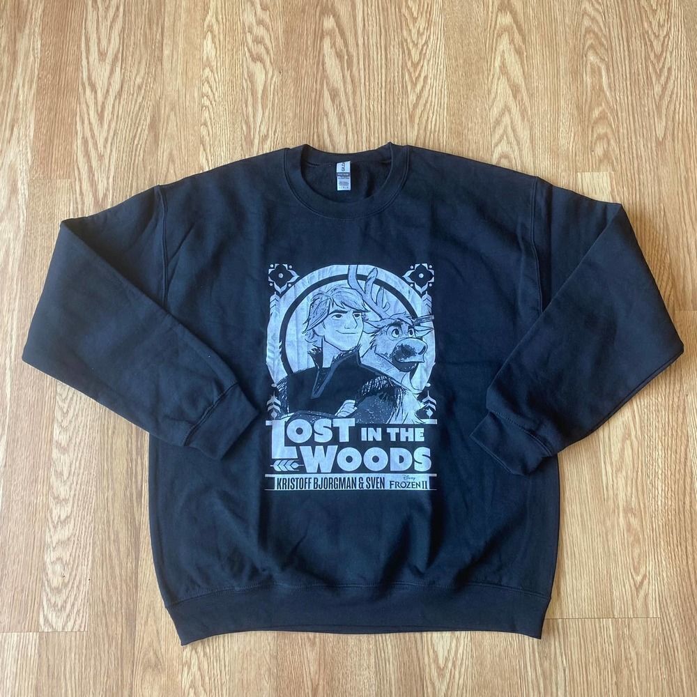 Frozen 2 Kristoff and Sven Lost in the Woods Crewneck Sweatshirt Black Large